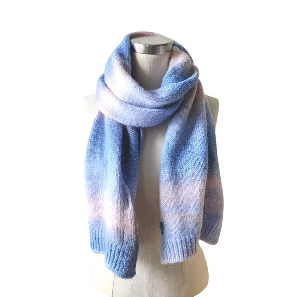 Juicy Couture Knitted Scarf Shawl Pastel Striped Acrylic OS 65"×12" - Picture 1 of 11